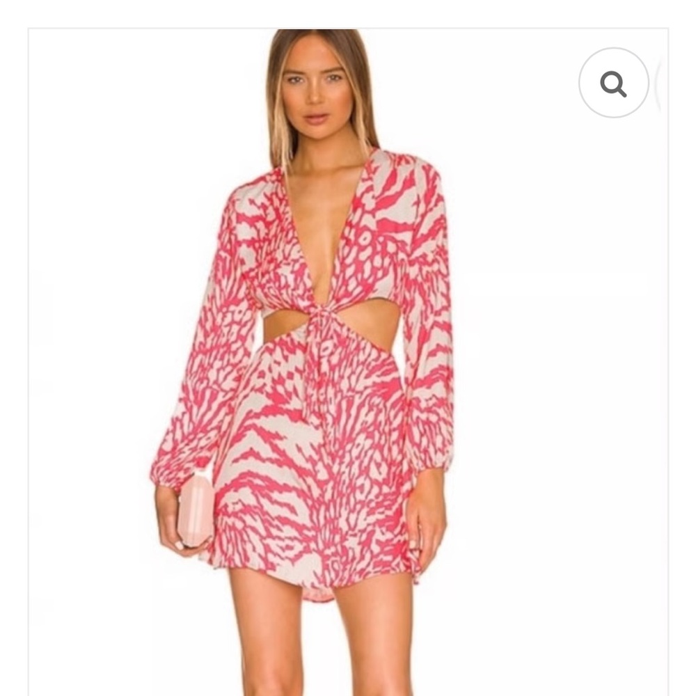 RESA Vibrant Pink and White Cut-Out Mini Dress